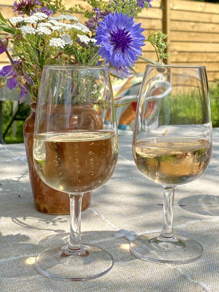 Glasses of Wraxall Vineyard sparkling wine
