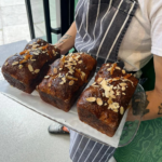 Soft cardamom loaf filled with apricots steeped in brandy and coriander seed. Soaked in a marmalade and brandy glaze from Toad Bakery