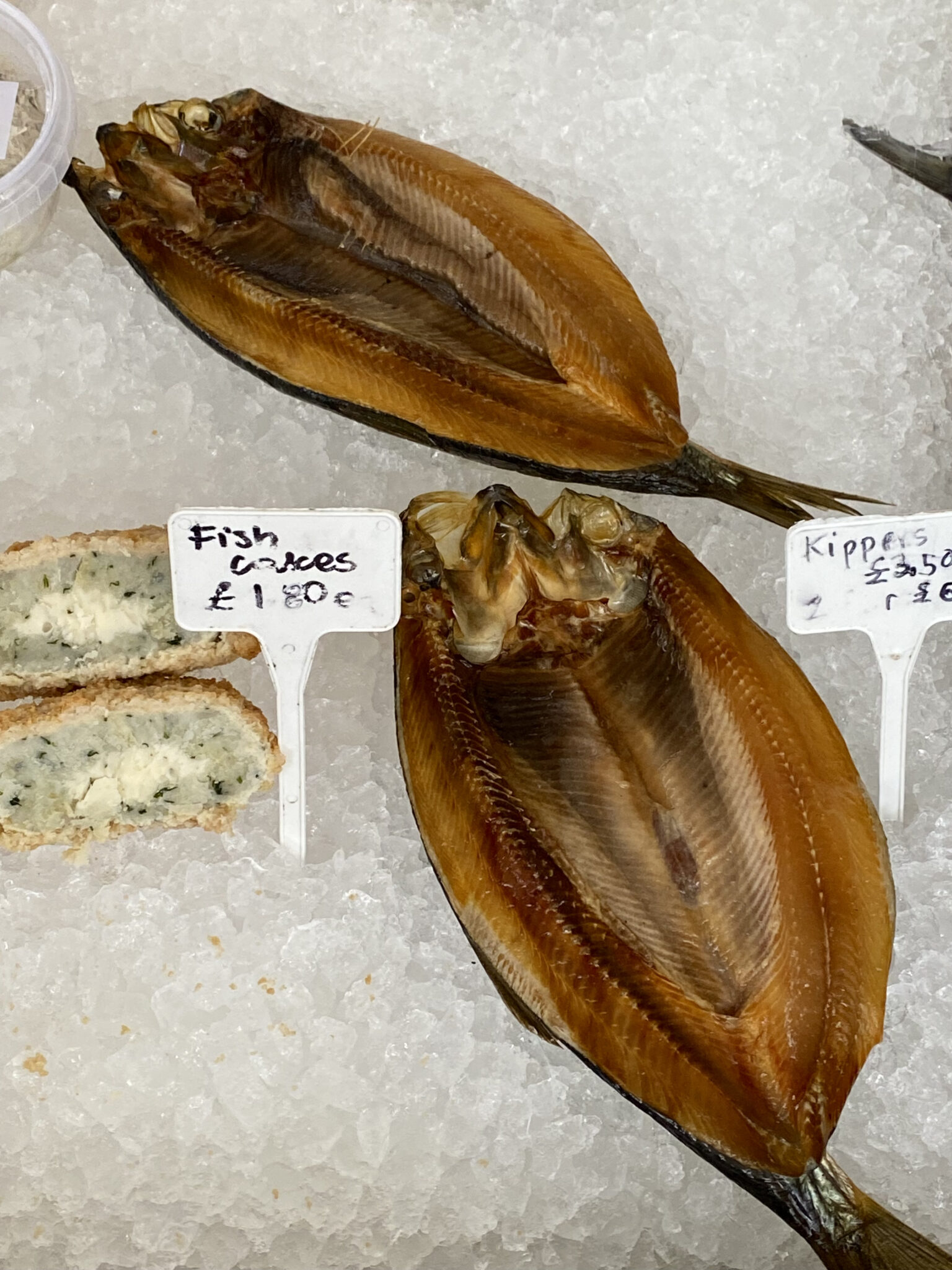 Kippers at the Fish Stand at Pimlico Road Farmers Market in London