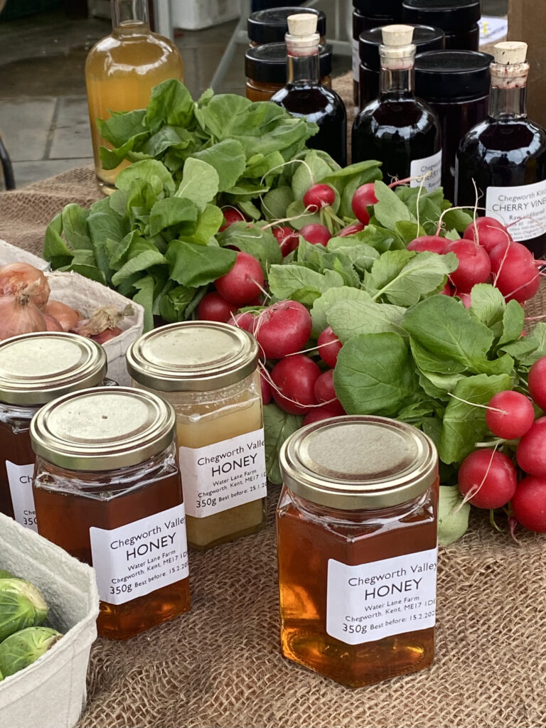 Chegworth Valley at Pimlico Road Farmers Market selling fresh fruit & vegetables as well as their own honey